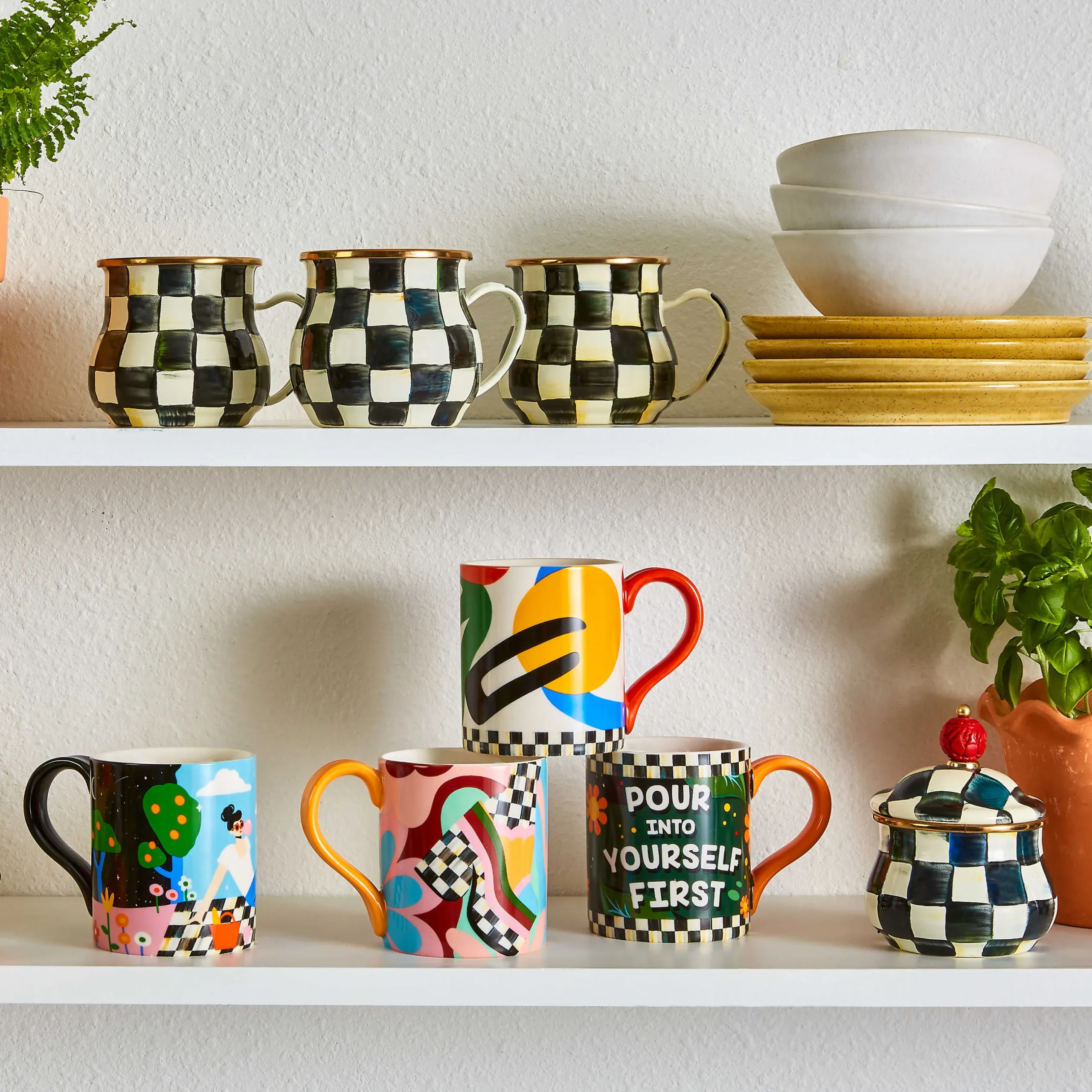 The Coffee Shop|Serveware|MacKenzie-Childs Courtly Check Lidded Sugar Bowl