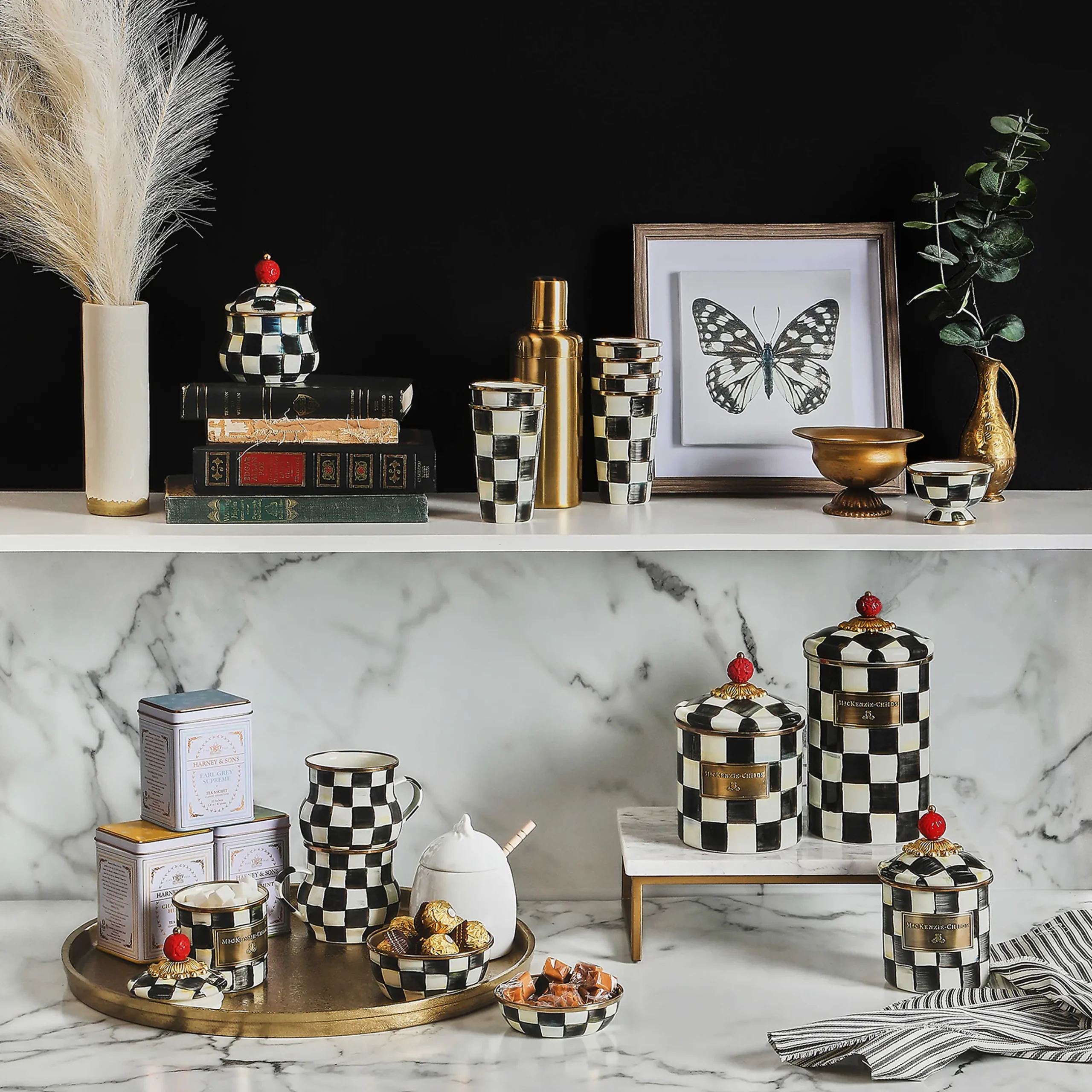 The Coffee Shop|Serveware|MacKenzie-Childs Courtly Check Lidded Sugar Bowl