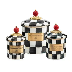 Kitchen & Dining Sets|Kitchen Storage & Organization|MacKenzie-Childs Courtly Check Little Canisters, Set of 3