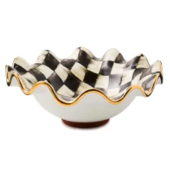 Serveware|MacKenzie-Childs Courtly Check Medium Ceramic Fluted Serving Bowl
