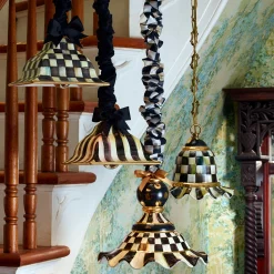 Lighting|MacKenzie-Childs Courtly Check Medium Ceramic Pendant Lamp