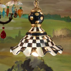 Lighting|MacKenzie-Childs Courtly Check Medium Ceramic Pendant Lamp