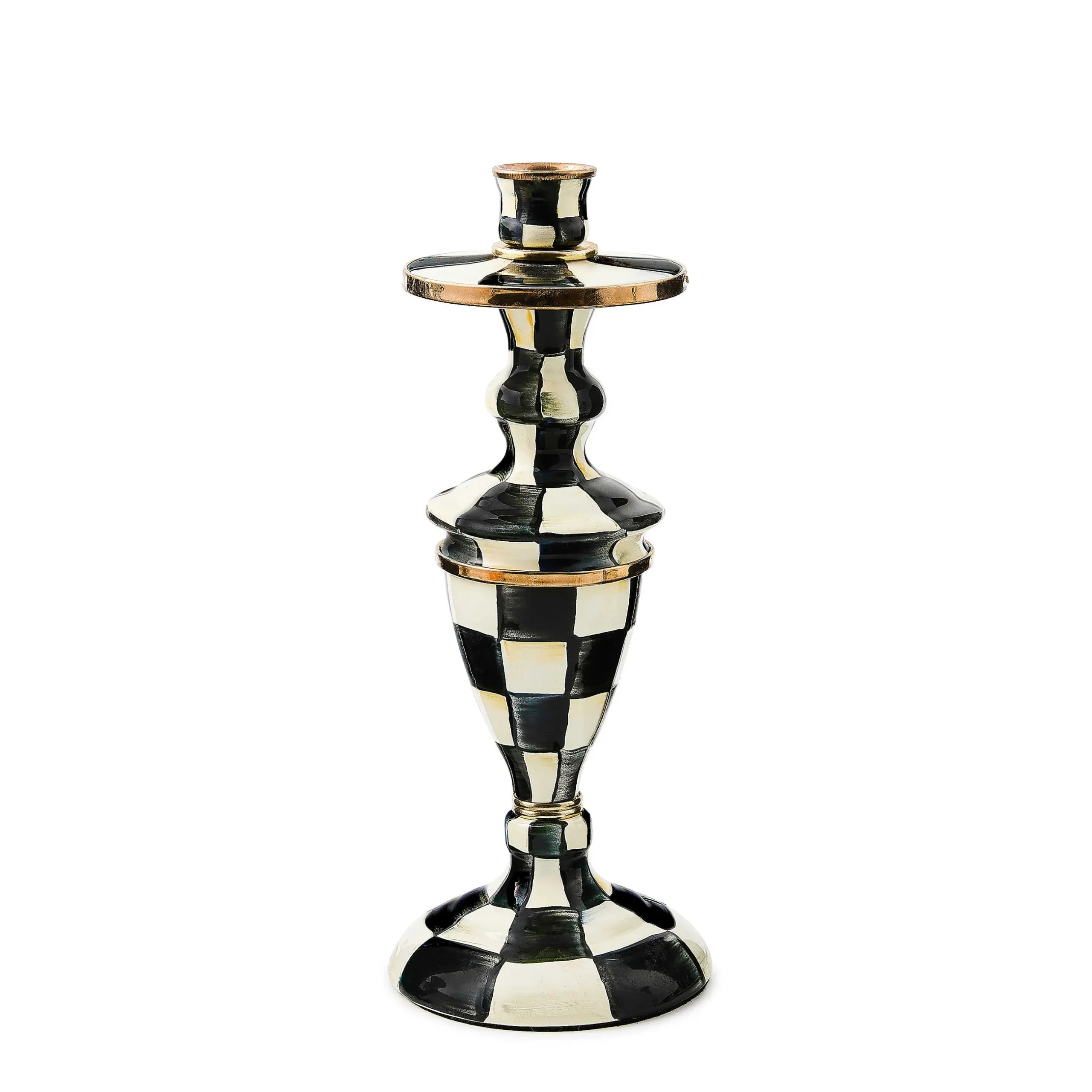Candles & Fragrances|Table Accessories|MacKenzie-Childs Courtly Check Medium Enamel Candlestick