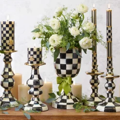 Candles & Fragrances|Table Accessories|MacKenzie-Childs Courtly Check Medium Enamel Candlestick