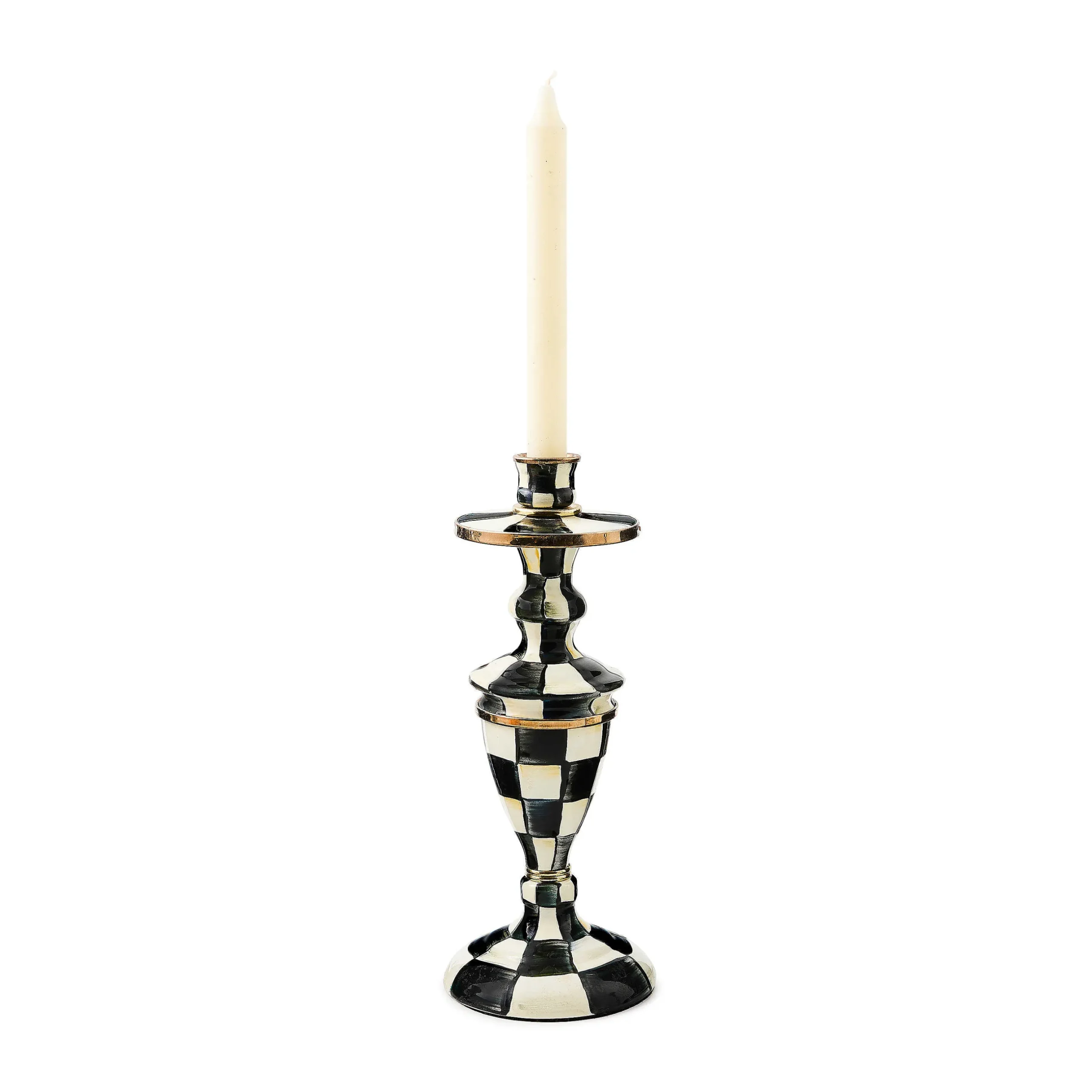 Candles & Fragrances|Table Accessories|MacKenzie-Childs Courtly Check Medium Enamel Candlestick