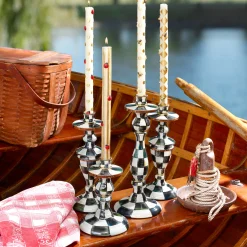 Candles & Fragrances|Table Accessories|MacKenzie-Childs Courtly Check Medium Enamel Candlestick