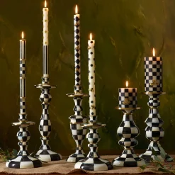 Candles & Fragrances|Table Accessories|MacKenzie-Childs Courtly Check Medium Enamel Candlestick