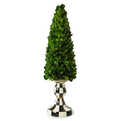 Greenery & Florals|MacKenzie-Childs Courtly Check Medium Pedestal Boxwood Tree