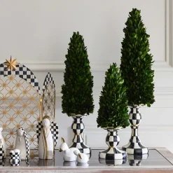 Greenery & Florals|MacKenzie-Childs Courtly Check Medium Pedestal Boxwood Tree