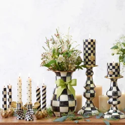 Candles & Fragrances|Table Accessories|MacKenzie-Childs Courtly Check Medium Pillar Candlestick