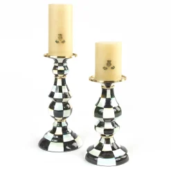 Candles & Fragrances|Table Accessories|MacKenzie-Childs Courtly Check Medium Pillar Candlestick