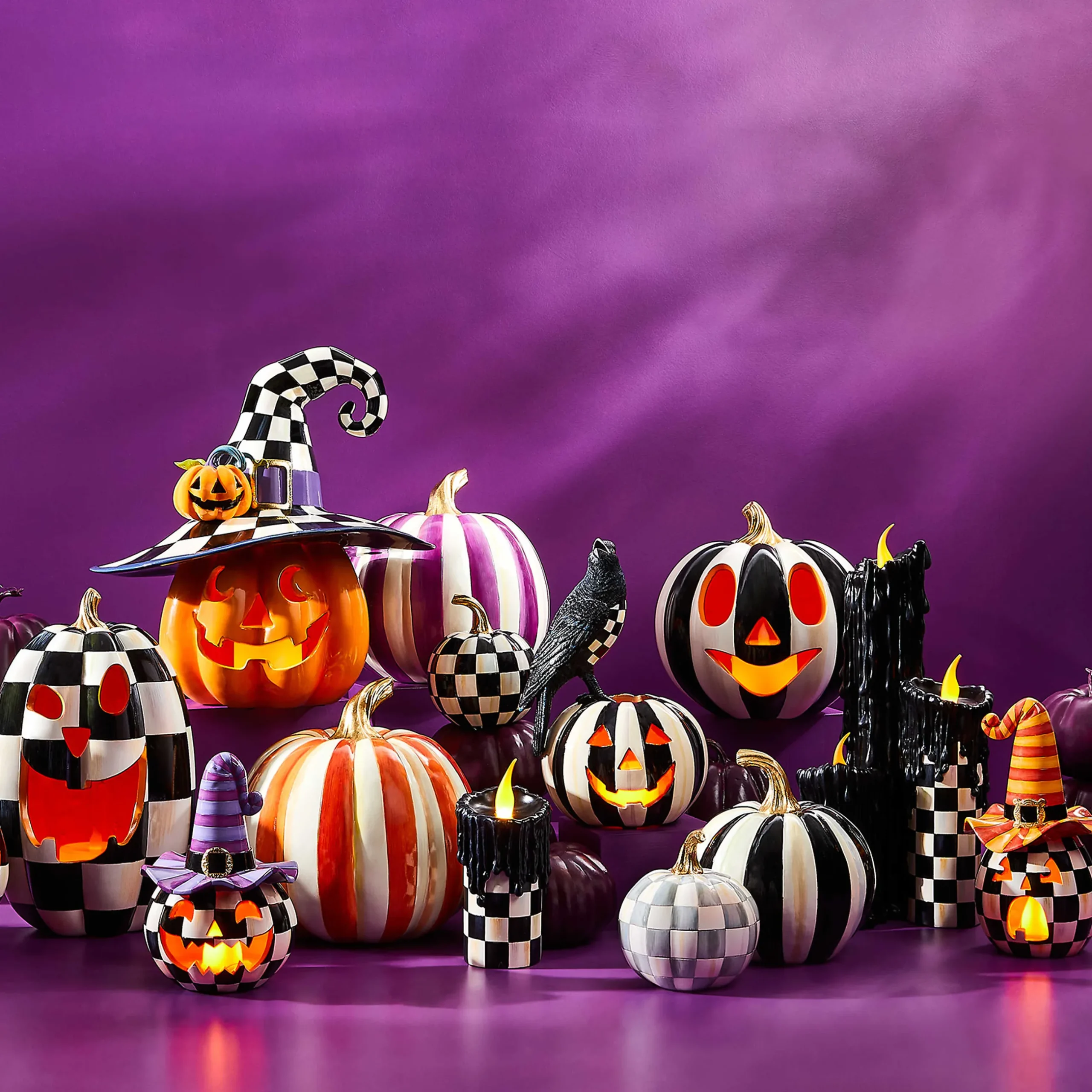 The Halloween Shop|Candles & Fragrances|MacKenzie-Childs Courtly Check Melting Candle Cluster