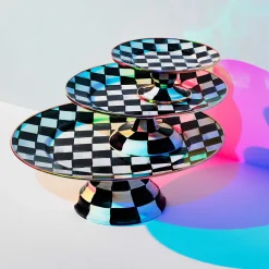 Serveware|MacKenzie-Childs Courtly Check Mini Pedestal Platter