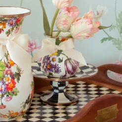 Serveware|MacKenzie-Childs Courtly Check Mini Pedestal Platter