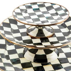 Serveware|MacKenzie-Childs Courtly Check Mini Pedestal Platter