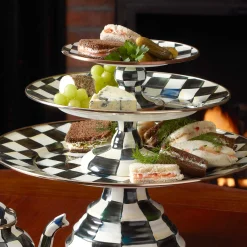 Serveware|MacKenzie-Childs Courtly Check Mini Pedestal Platter