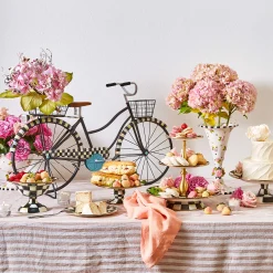 Serveware|MacKenzie-Childs Courtly Check Mini Pedestal Platter