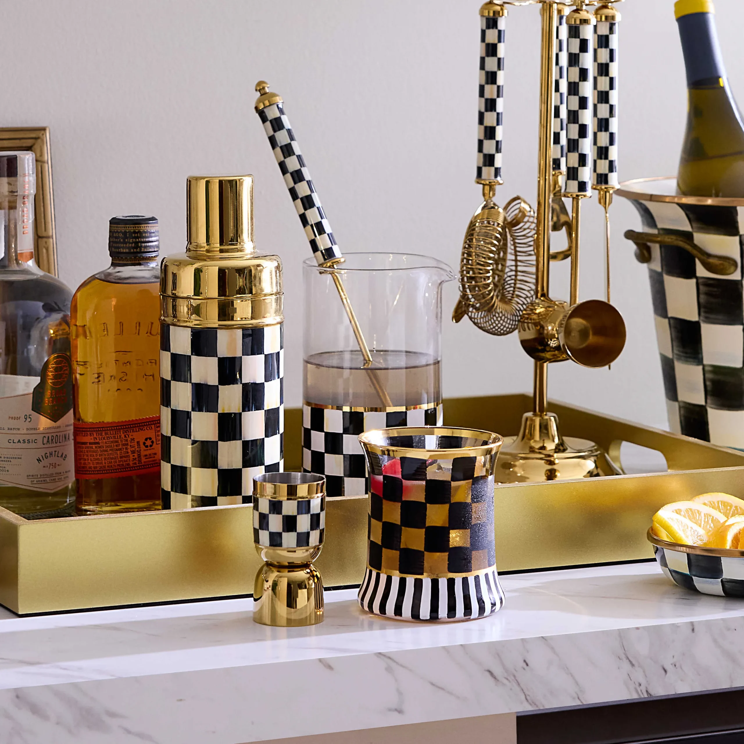 Fall Entertaining|Bar Entertaining|MacKenzie-Childs Courtly Check Mixing Glass