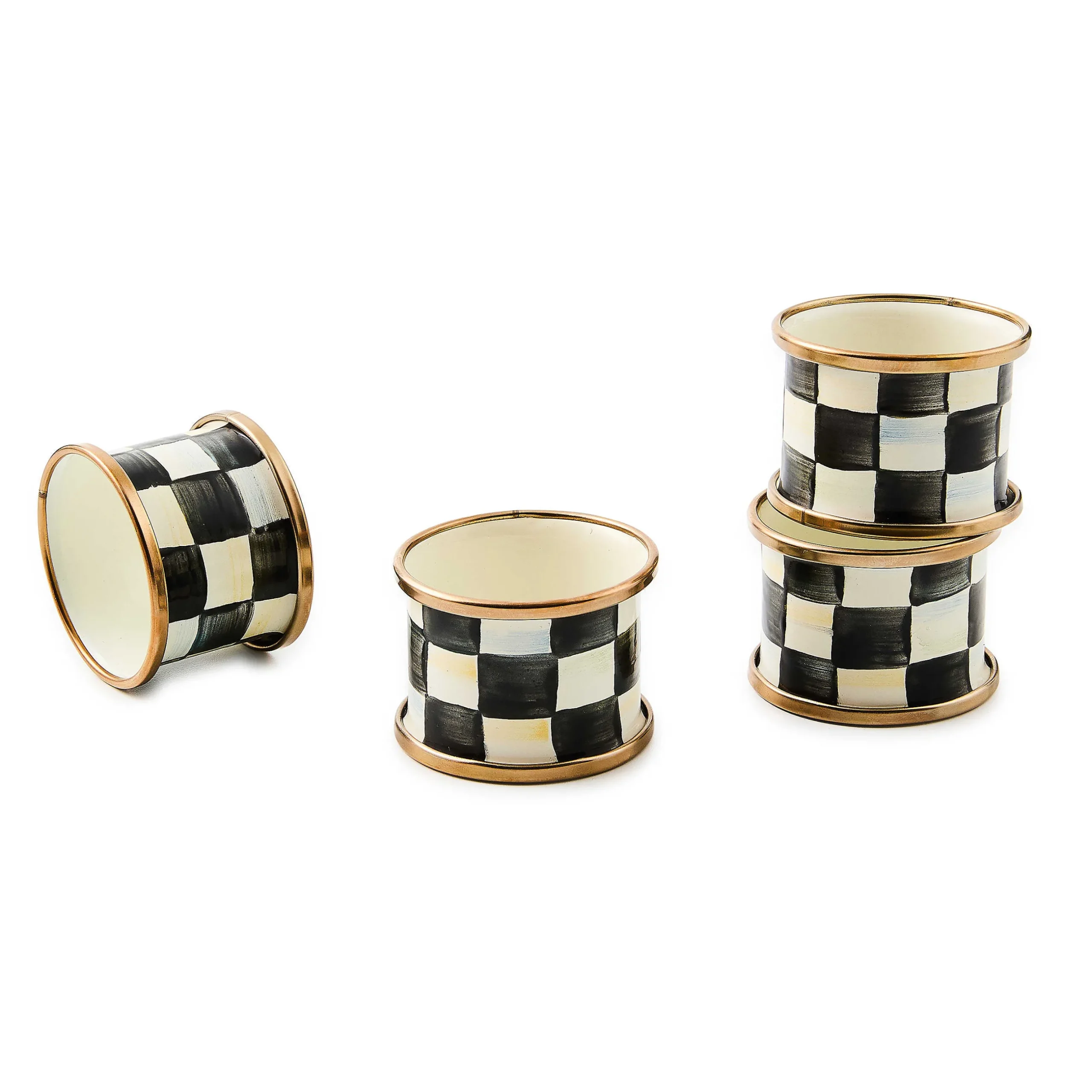 Table Accessories|Kitchen & Table Linens|MacKenzie-Childs Courtly Check Napkin Rings, Set of 4