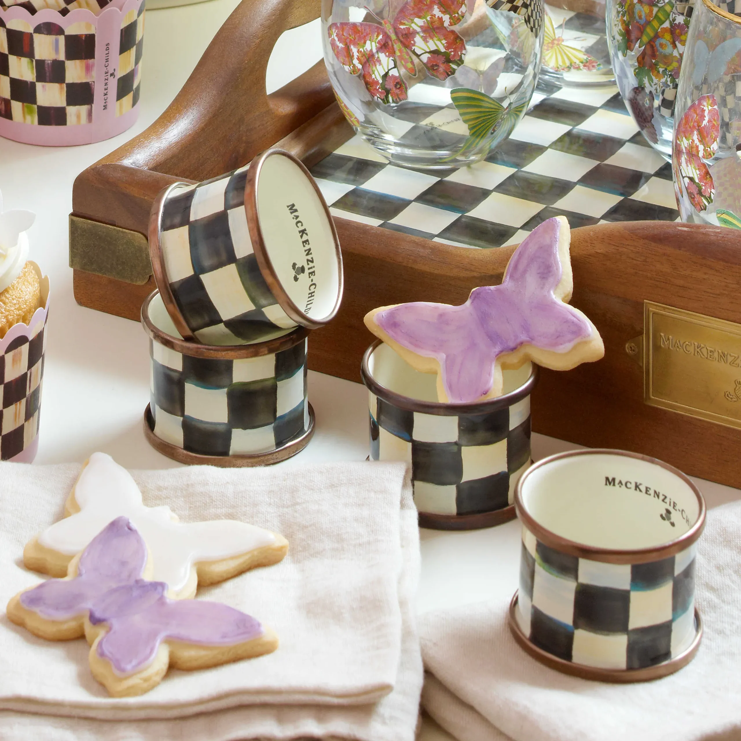 Table Accessories|Kitchen & Table Linens|MacKenzie-Childs Courtly Check Napkin Rings, Set of 4
