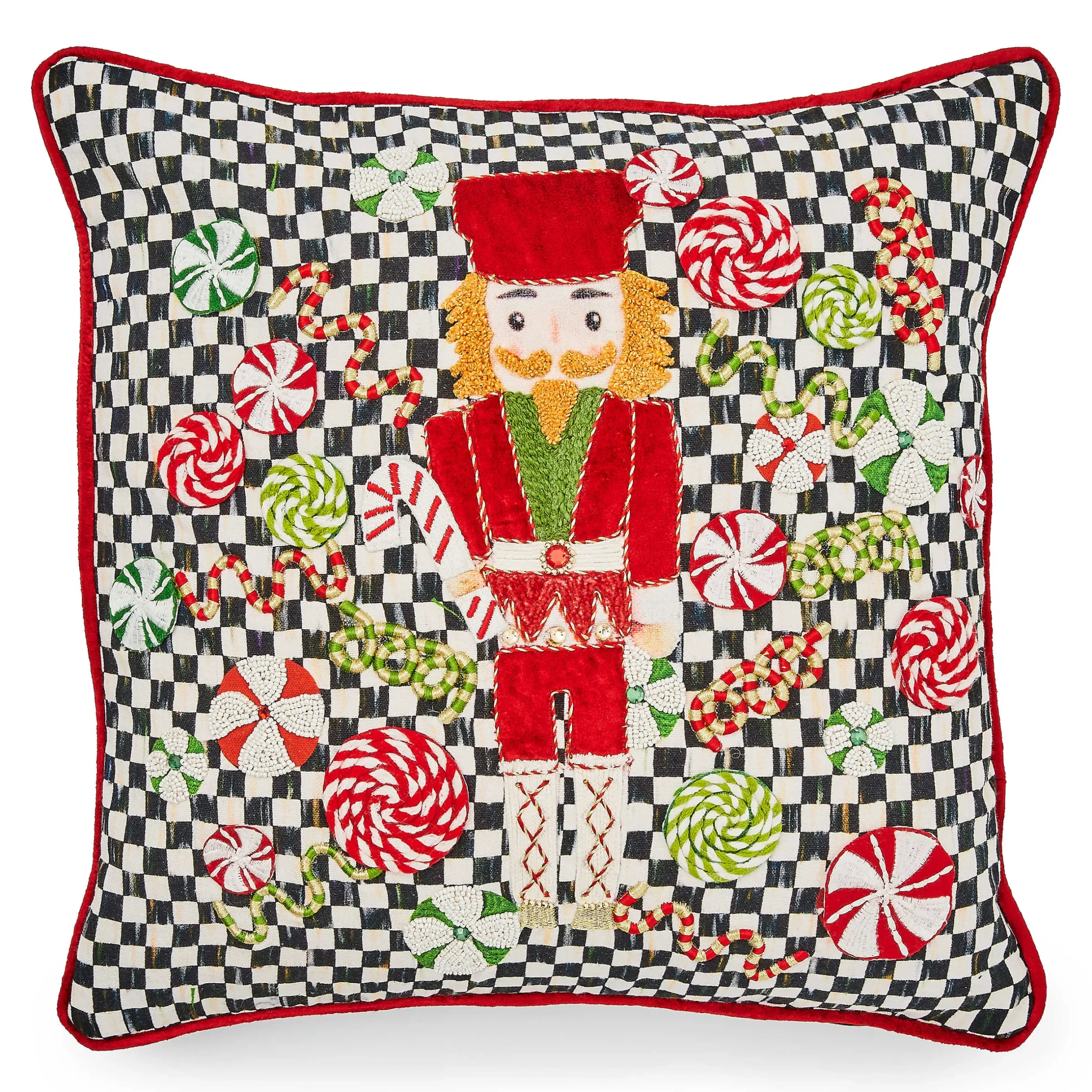 Pillows, Throws, & Cushions|MacKenzie-Childs Courtly Check Nutcracker Throw Pillow