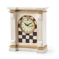 Room Accents|MacKenzie-Childs Courtly Check Off White Mantel Clock
