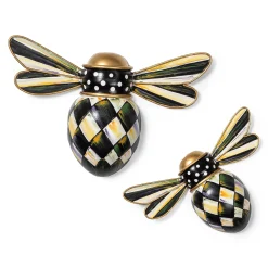 Spring|Outdoor|MacKenzie-Childs Courtly Check Outdoor Bee Wall Decor, Set of 2