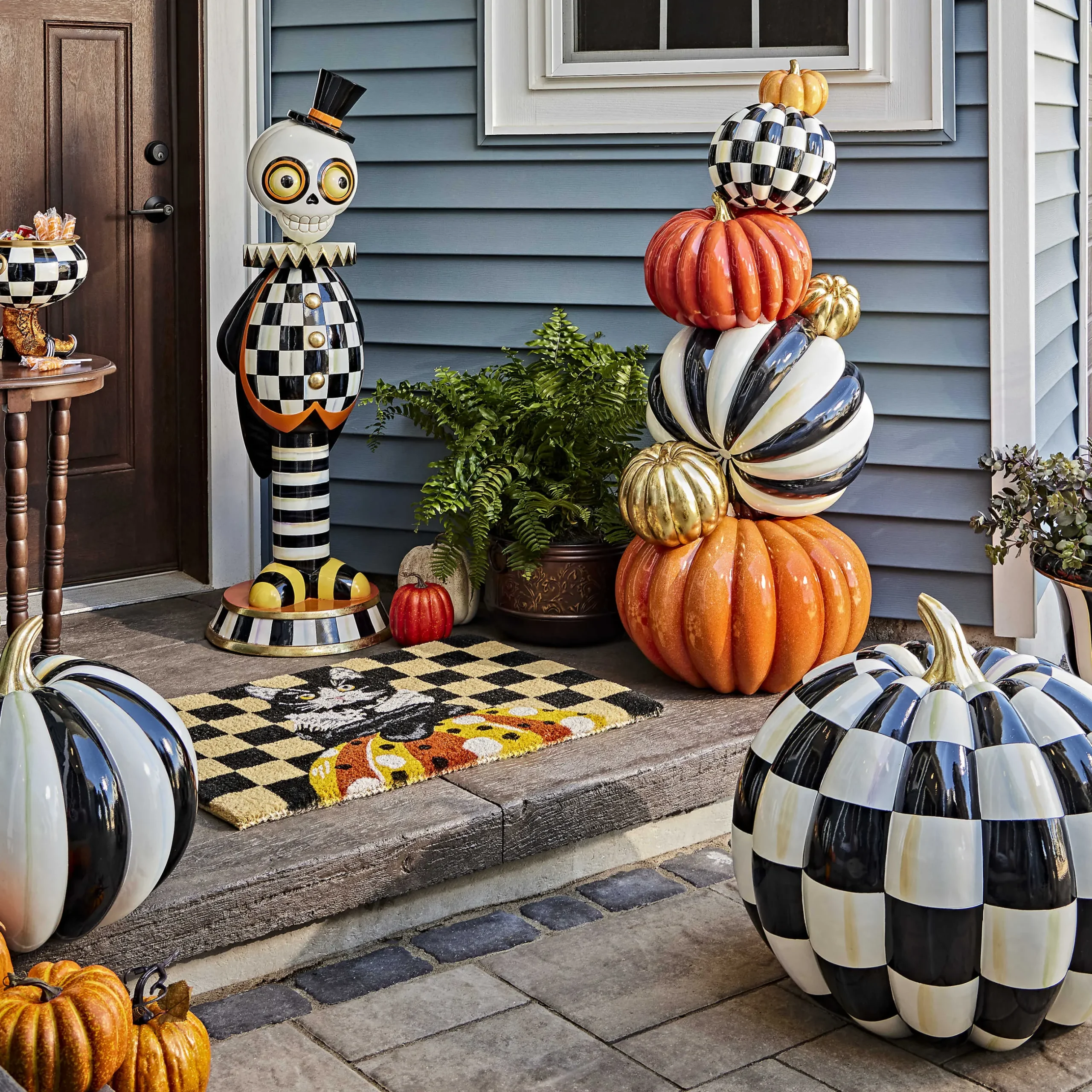 The Halloween Shop|The Fall Shop|MacKenzie-Childs Courtly Check Outdoor Pumpkin