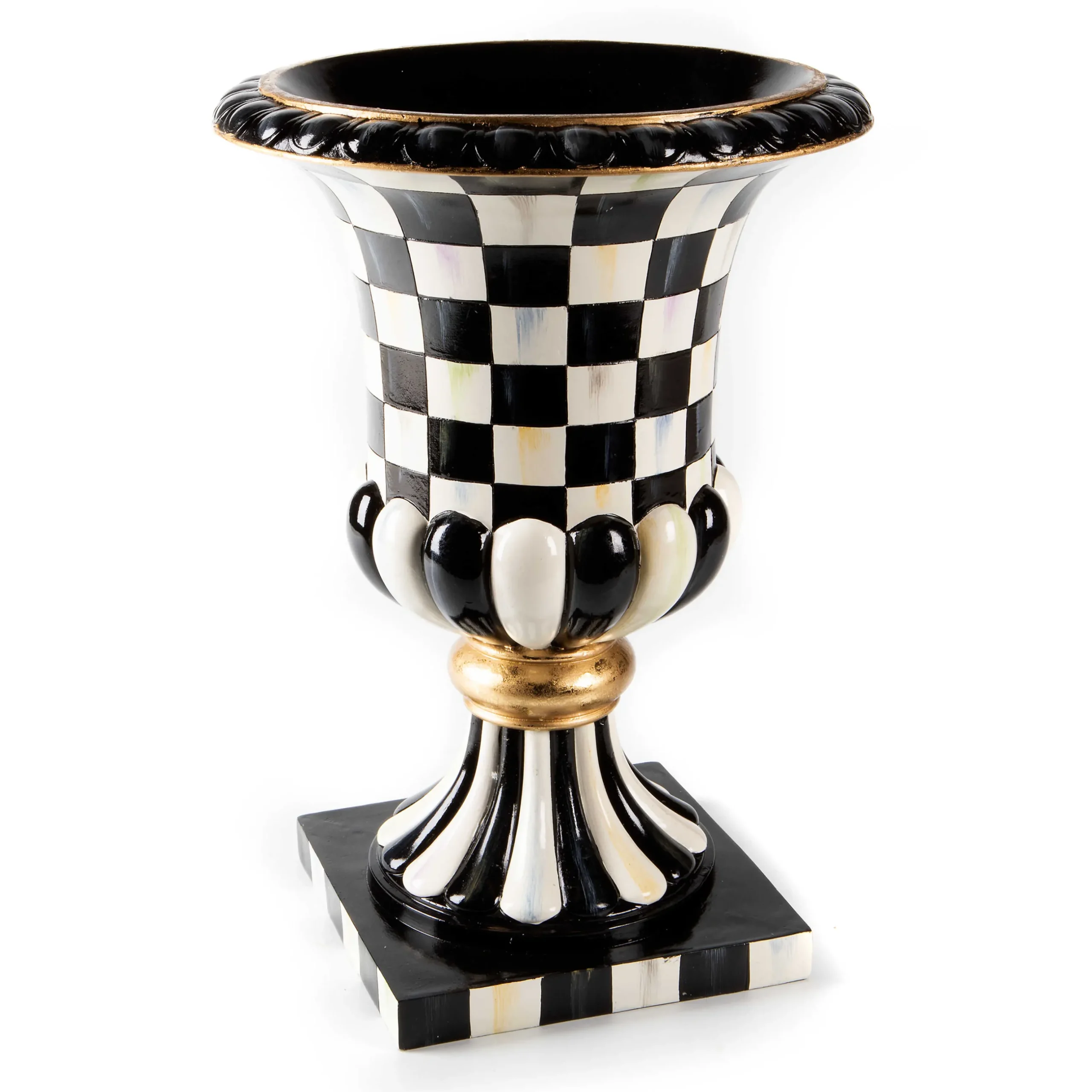 Outdoor|MacKenzie-Childs Courtly Check Pedestal Tabletop Urn