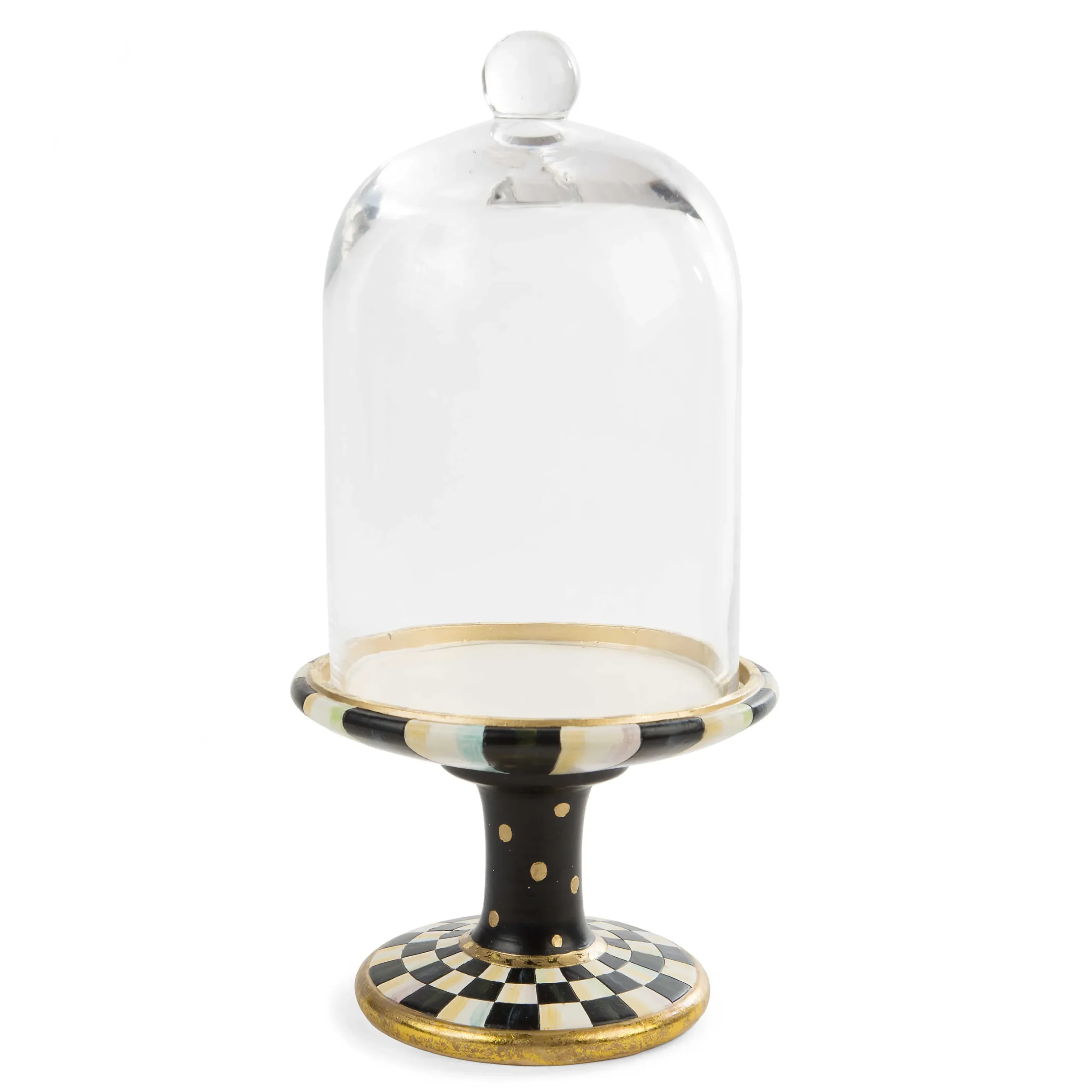 Room Accents|MacKenzie-Childs Courtly Check Pedestal with Cloche