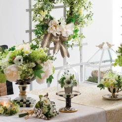 Room Accents|MacKenzie-Childs Courtly Check Pedestal with Cloche