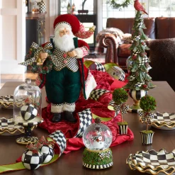 Room Accents|MacKenzie-Childs Courtly Check Pedestal with Cloche