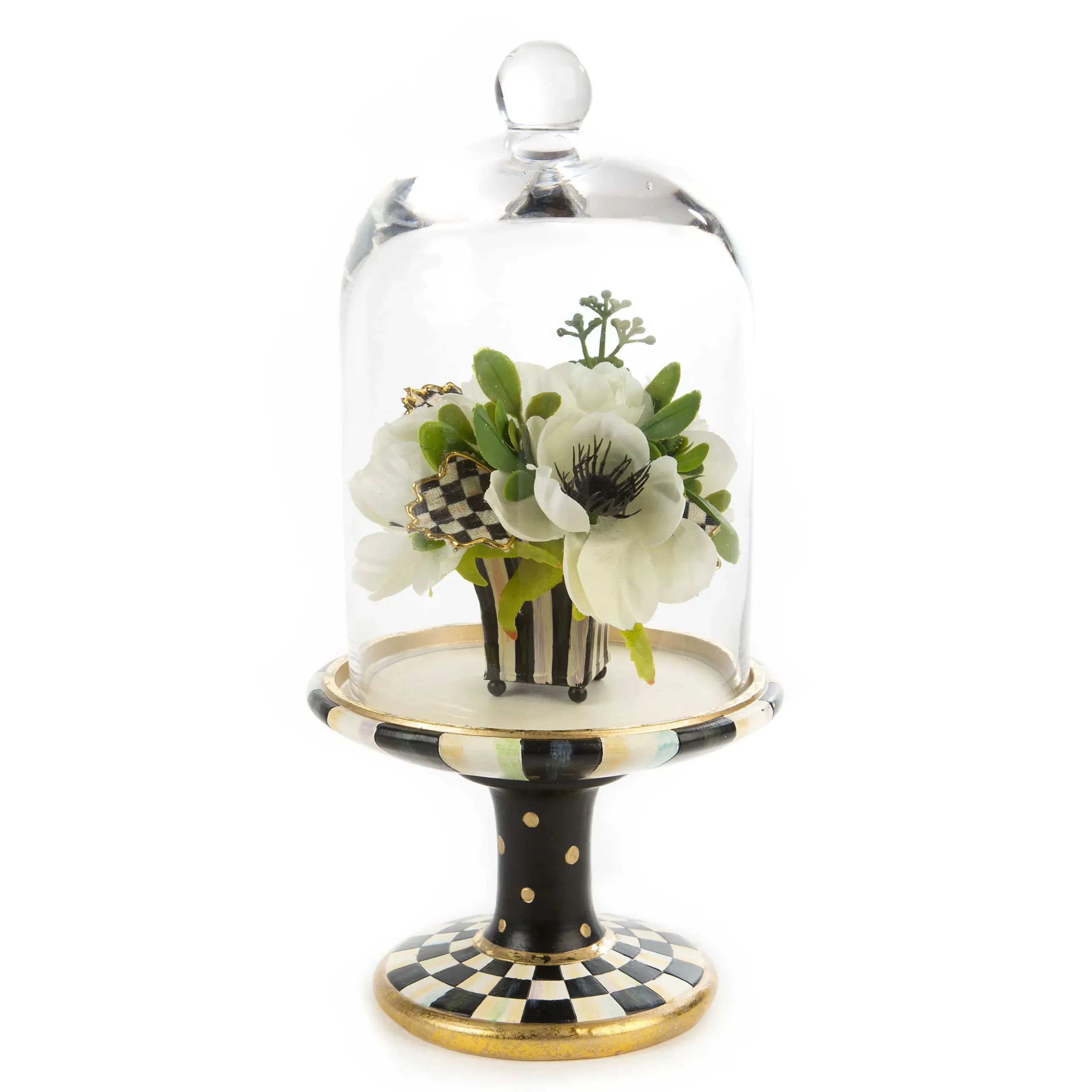 Room Accents|MacKenzie-Childs Courtly Check Pedestal with Cloche