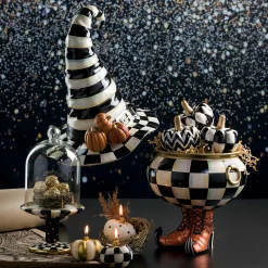Room Accents|MacKenzie-Childs Courtly Check Pedestal with Cloche