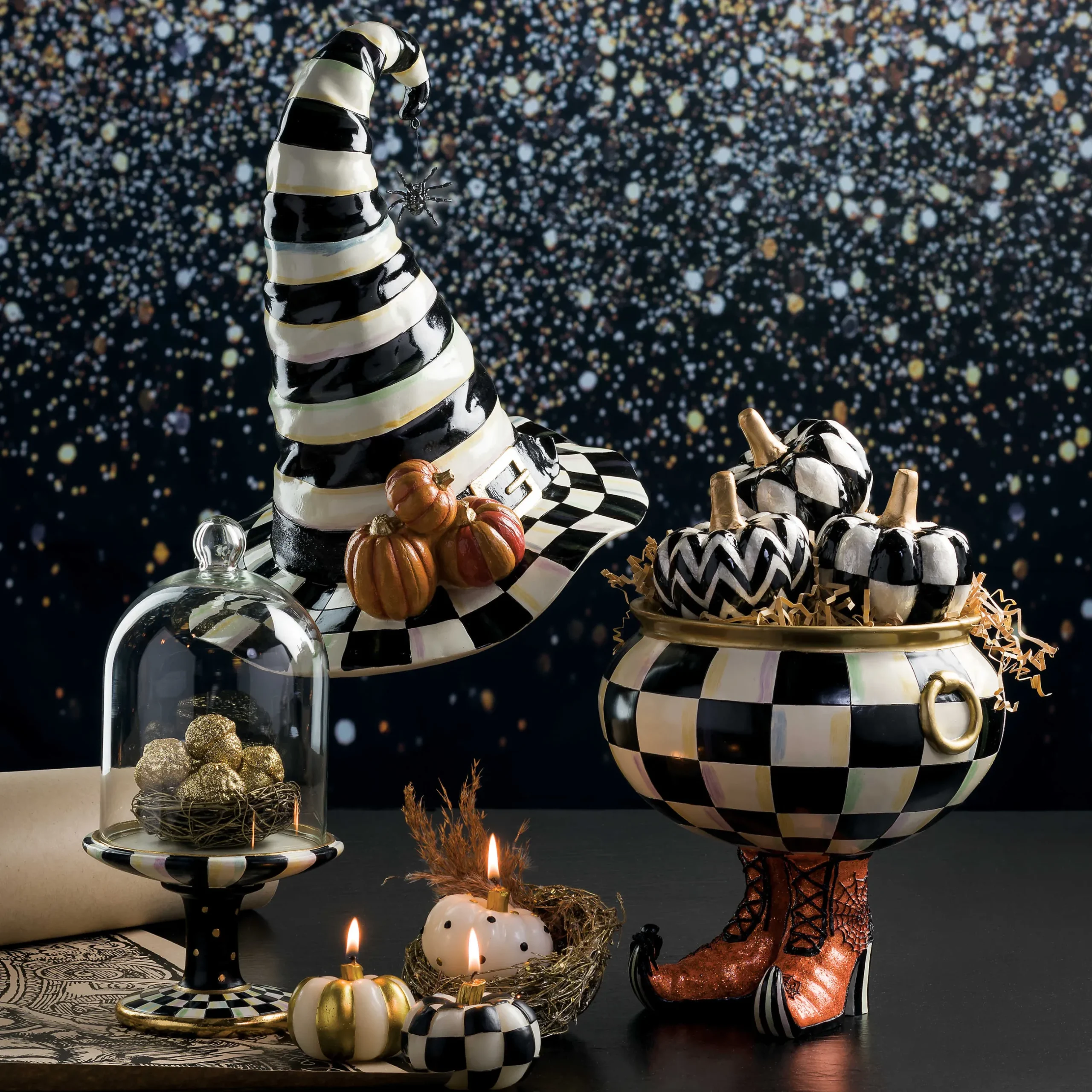 Room Accents|MacKenzie-Childs Courtly Check Pedestal with Cloche