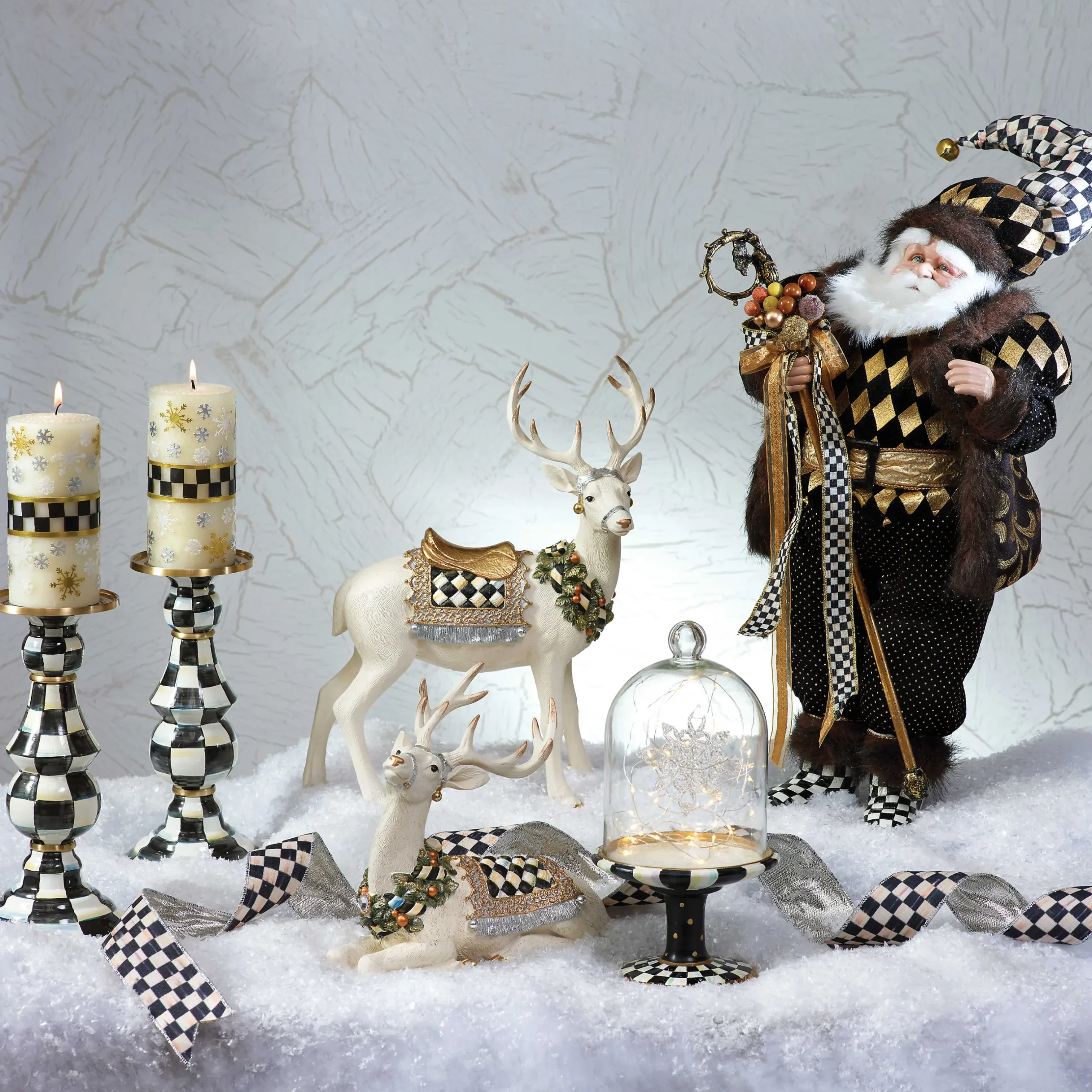 Room Accents|MacKenzie-Childs Courtly Check Pedestal with Cloche
