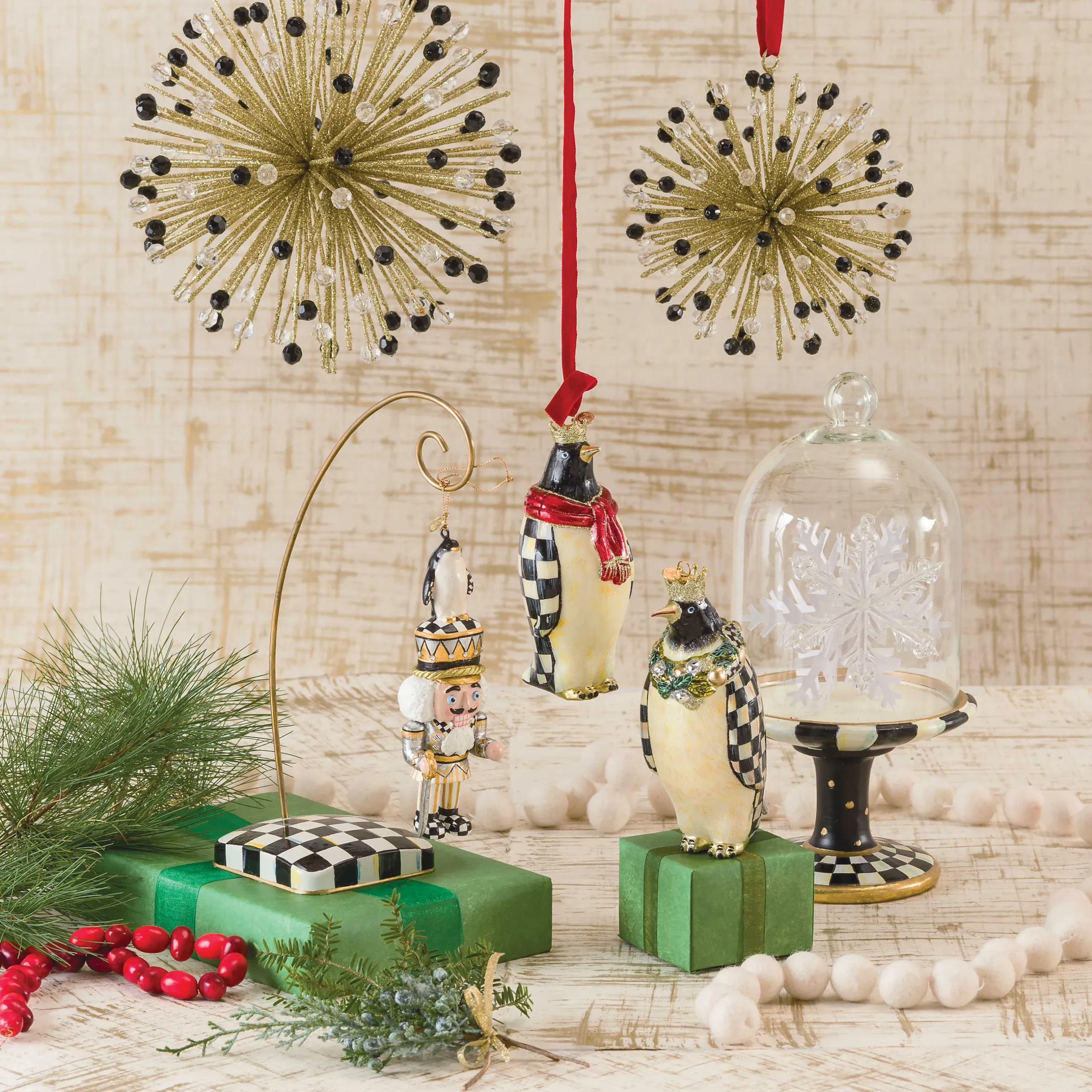 Room Accents|MacKenzie-Childs Courtly Check Pedestal with Cloche