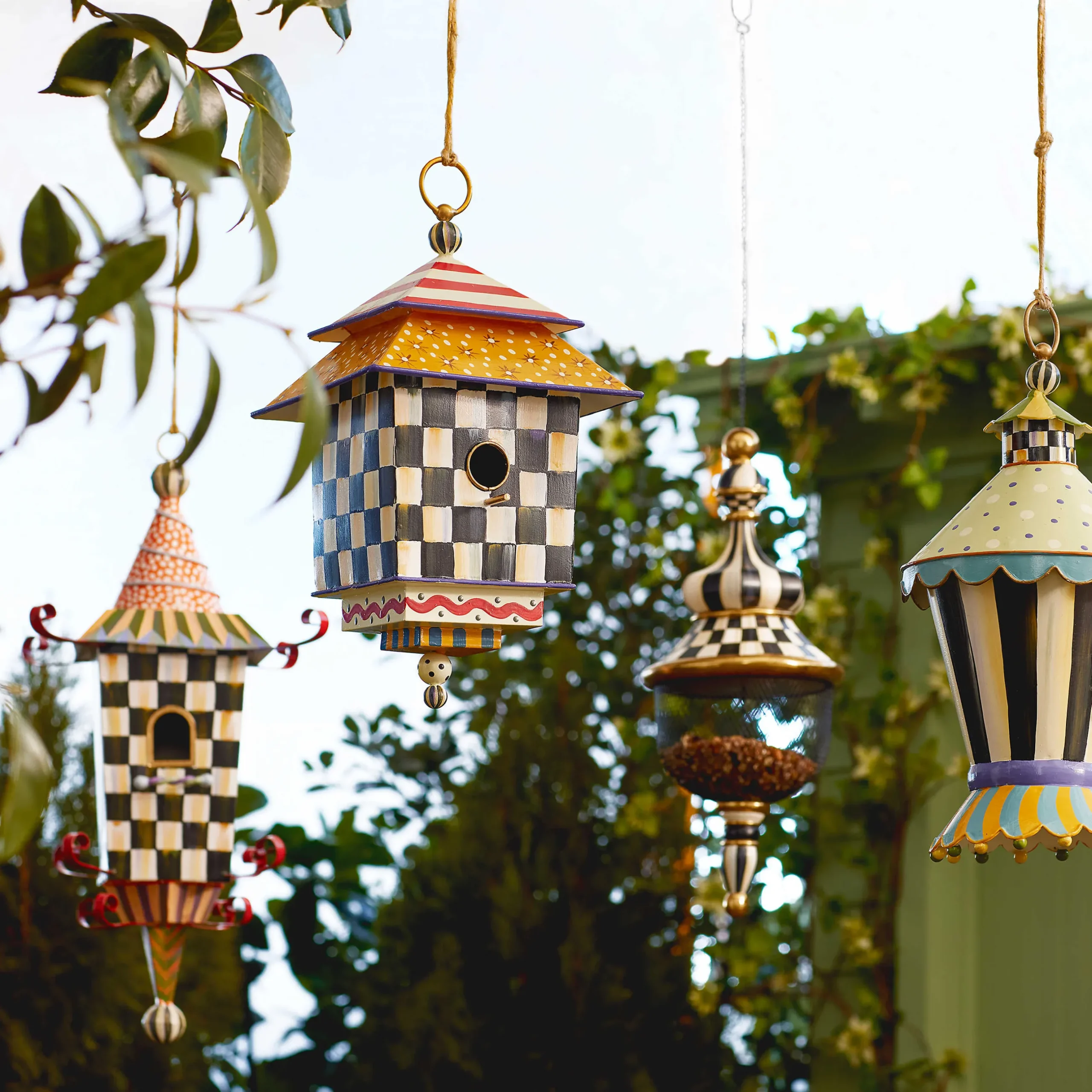 Spring|Outdoor|MacKenzie-Childs Courtly Check Pendant Bird Feeder