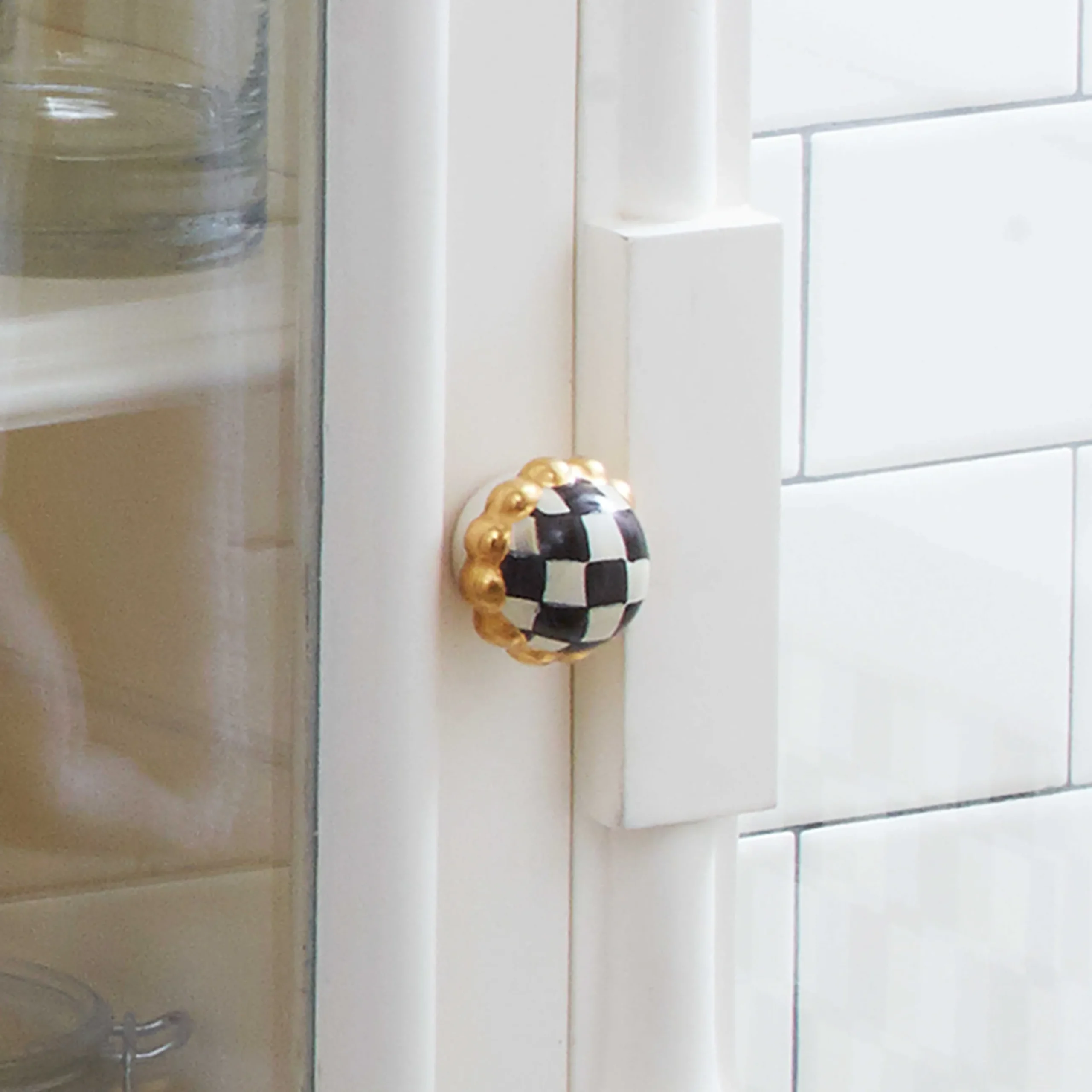 Finishing Touches|Room Accents|MacKenzie-Childs Courtly Check Petit Four Round Knob