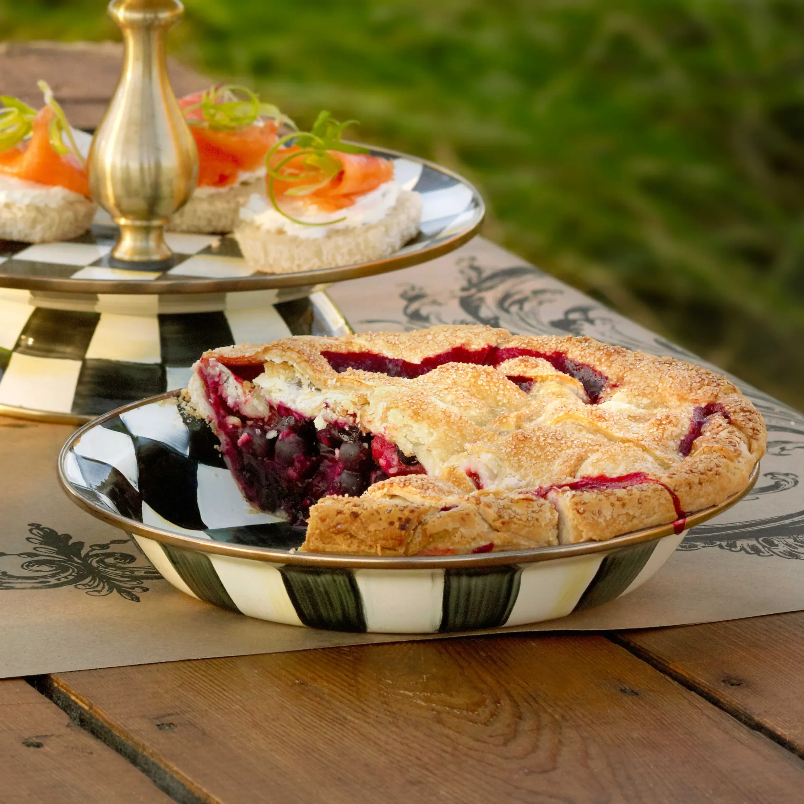 Fall Entertaining|Cookware & Bakeware|MacKenzie-Childs Courtly Check Pie Plate