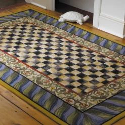 Rugs|MacKenzie-Childs Courtly Check Purple  Green 5' x 8' Rug