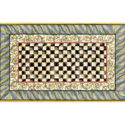 Rugs|MacKenzie-Childs Courtly Check Purple  Green 5' x 7'6 Washable Rug