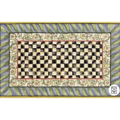 Rugs|MacKenzie-Childs Courtly Check Purple  Green 5' x 7'6 Washable Rug