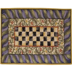 Rugs|MacKenzie-Childs Courtly Check Purple  Green 3' x 5' Rug