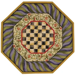 Rugs|MacKenzie-Childs Courtly Check Purple Green 5' Octagon Rug