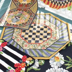 Rugs|MacKenzie-Childs Courtly Check Purple Green 5' Octagon Rug