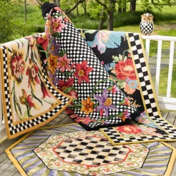 Rugs|MacKenzie-Childs Courtly Check Purple  Green 5' Octagon Rug