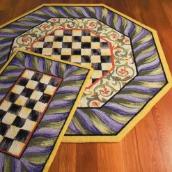 Rugs|MacKenzie-Childs Courtly Check Purple  Green 5' Octagon Rug