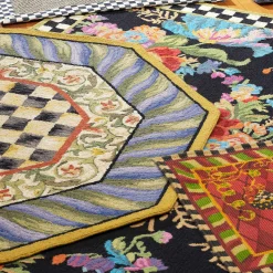 Rugs|MacKenzie-Childs Courtly Check Purple  Green 5' Octagon Rug