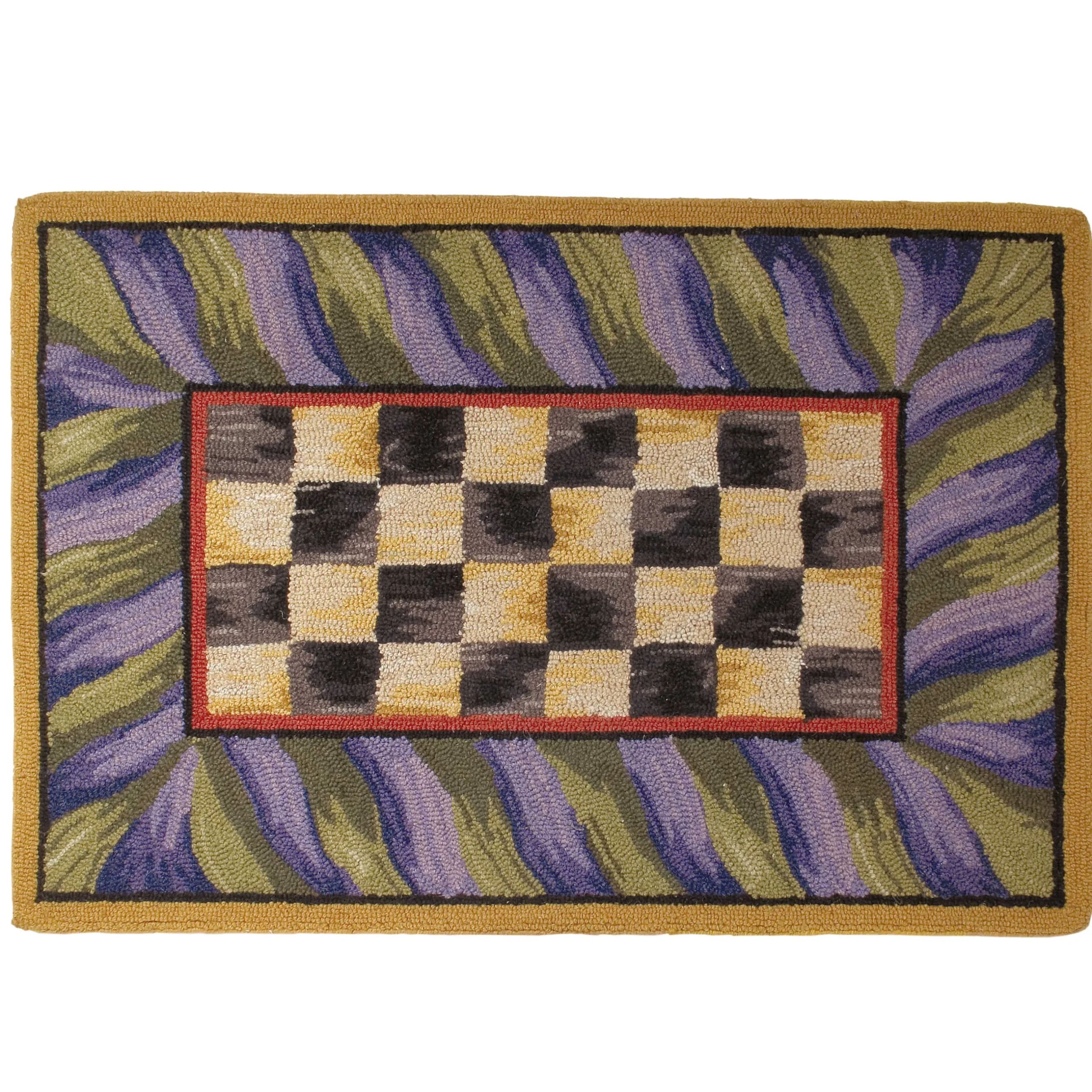 Rugs|MacKenzie-Childs Courtly Check Purple Green 2' x 3' Rug